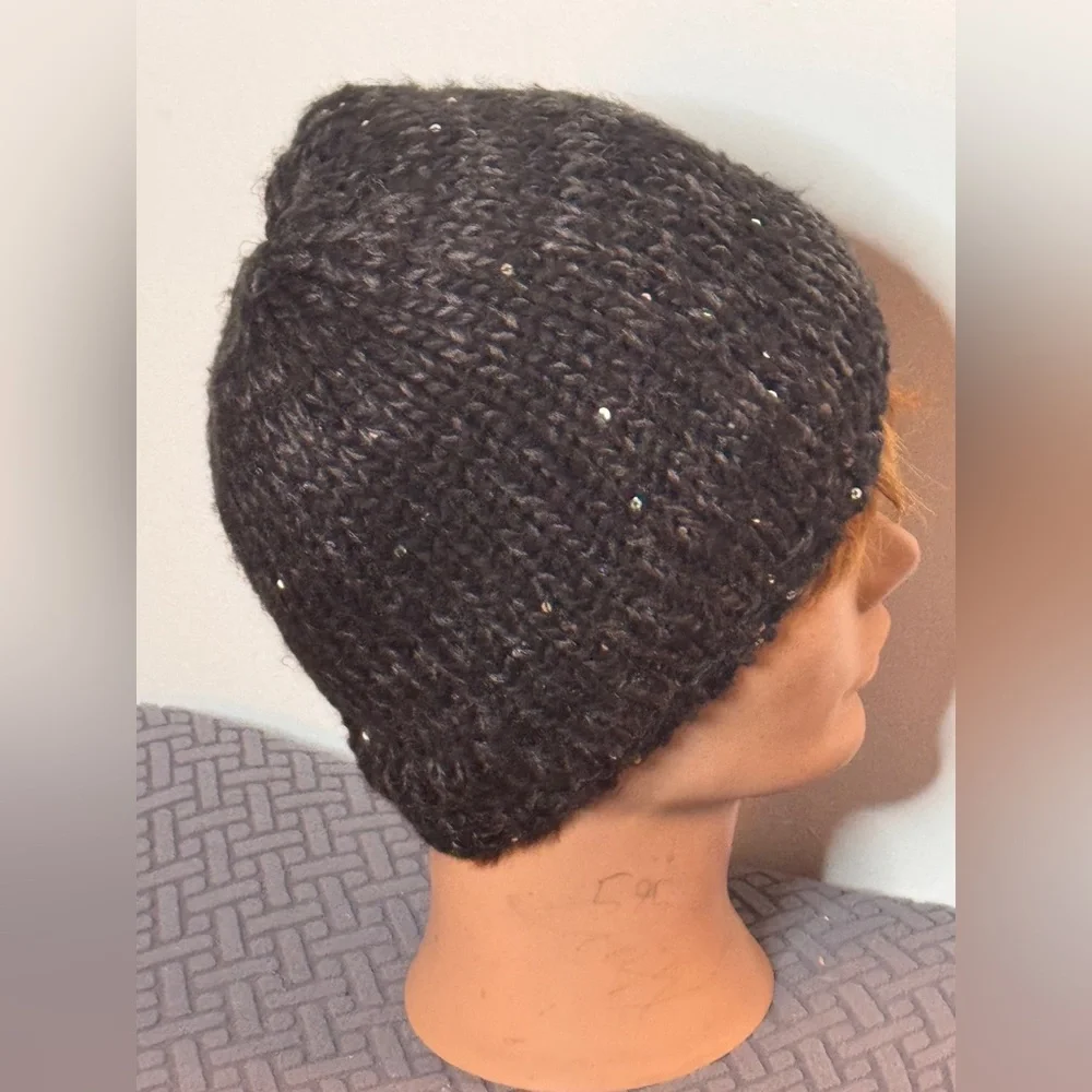 Old Navy Black with Silver Sparklers Knit Beanie